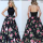 Women Floral Printed Maxi Dress Halter A-Line Dress